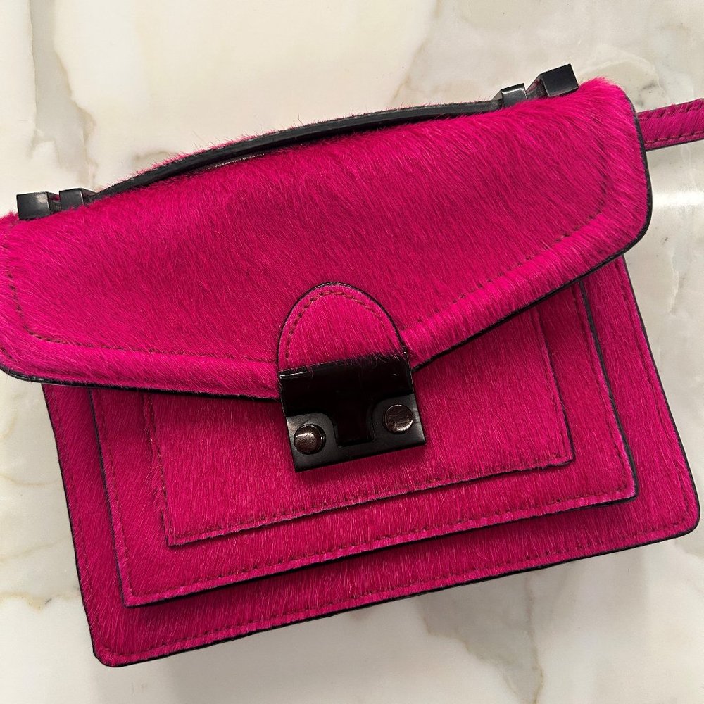 Reed Krakoff Pink Black Pony Hair Rider Crossbody Bag